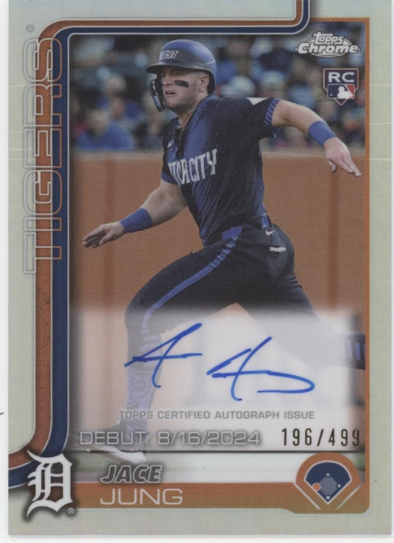 Jace Jung 2025 Topps Chrome Refractor RC Auto 196/499 #CRDA-JJ