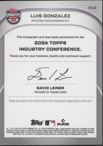 Luis Gonzalez 2026 Topps Industry Auto #ICLG