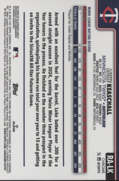 Luke Keaschall 2025 Topps Chrome RC Auto #RA-LK