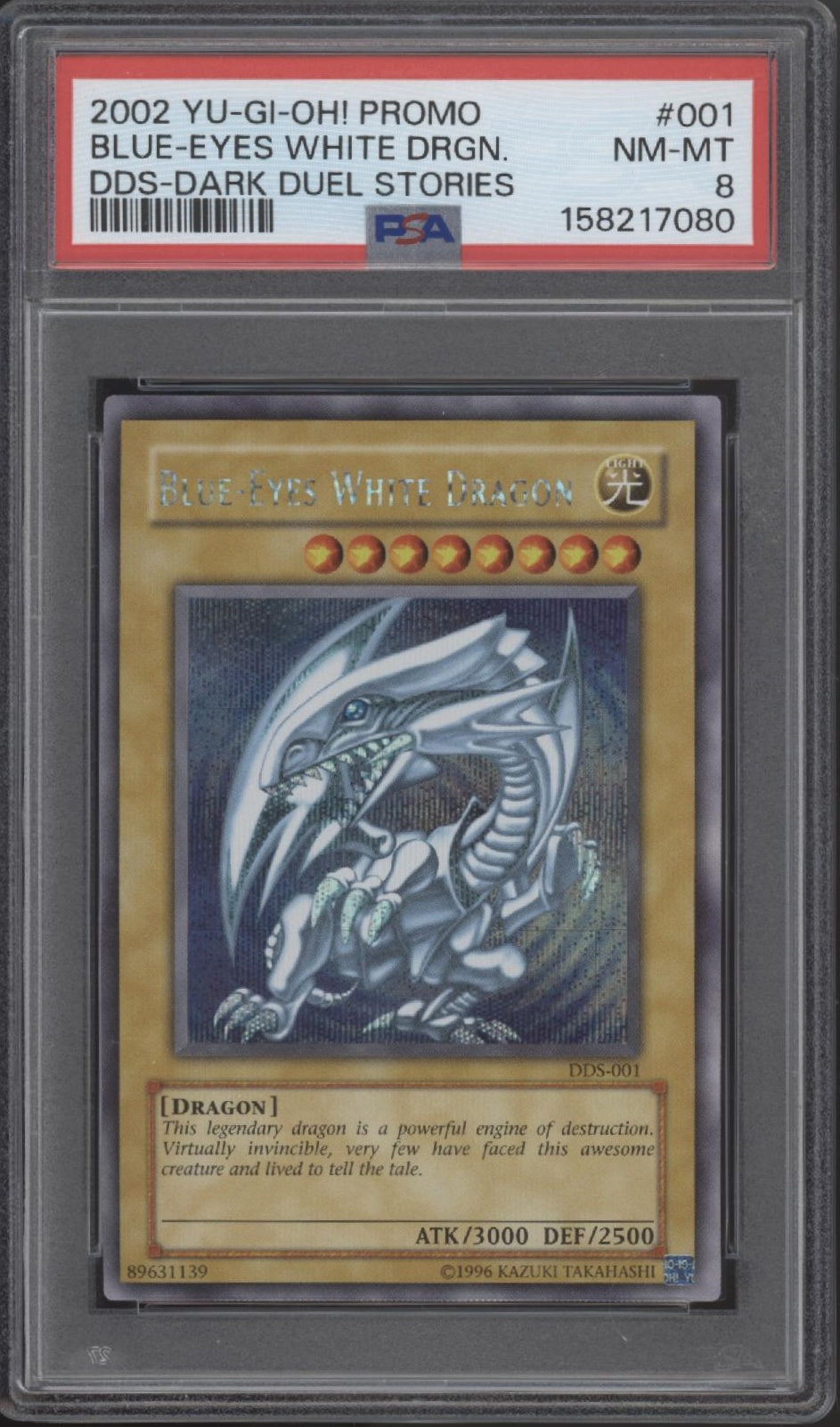 Blue-Eyes White Dragon Yu-Gi-Oh! Glossy Dark Duel Stories #001 PSA 8