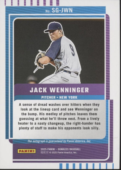 Jack Wenninger 2025 Panini Donruss Signature Series Auto #SG-JWN