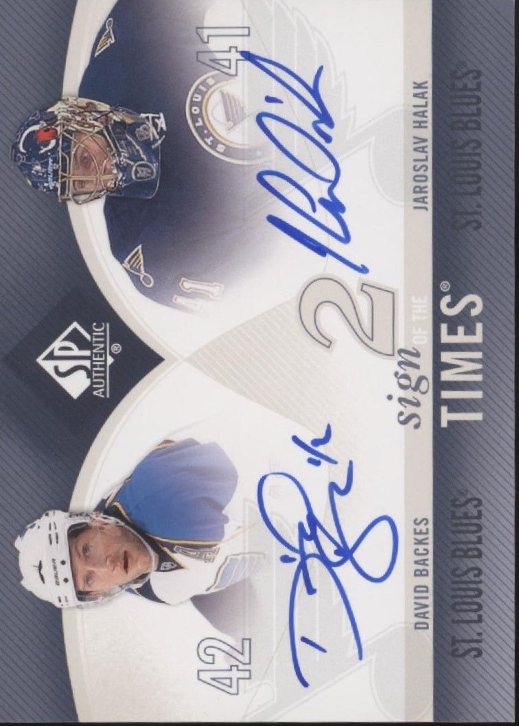 David Backes / Jaroslav Halak 2010-11 UD SP Authentic Times Autos #ST2-BH