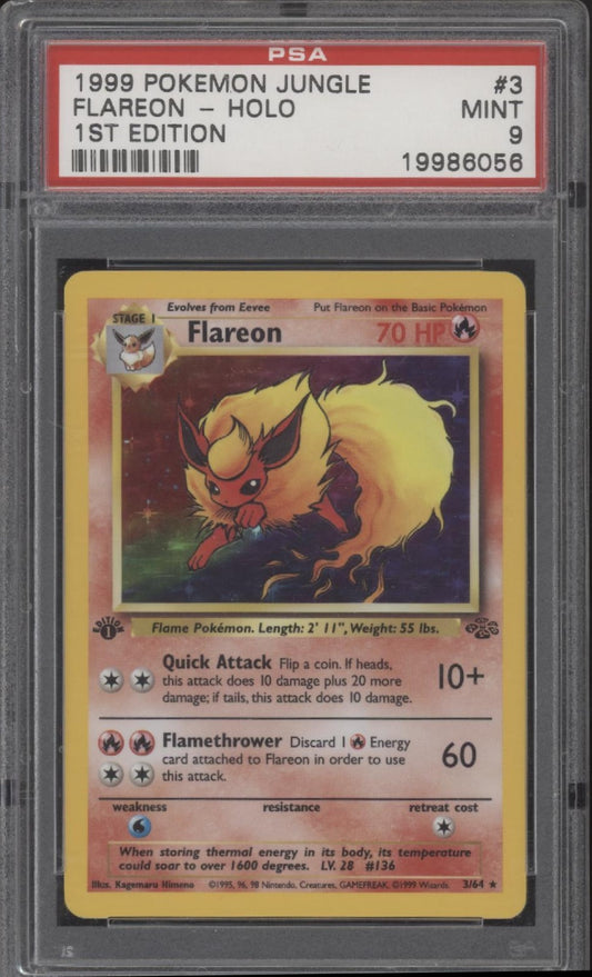 Flareon Pokemon Jungle Holo 1st Edition #3 PSA 9