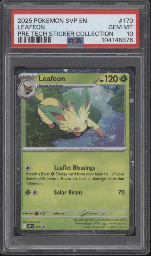 Leafeon Pokemon Prismatic Evolutions Tech Sticker Collection #170 PSA 10