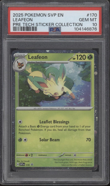 leafon pokemon card Leafeon Pokemon Prismatic Evolutions Tech Sticker Collection #170 PSA 10