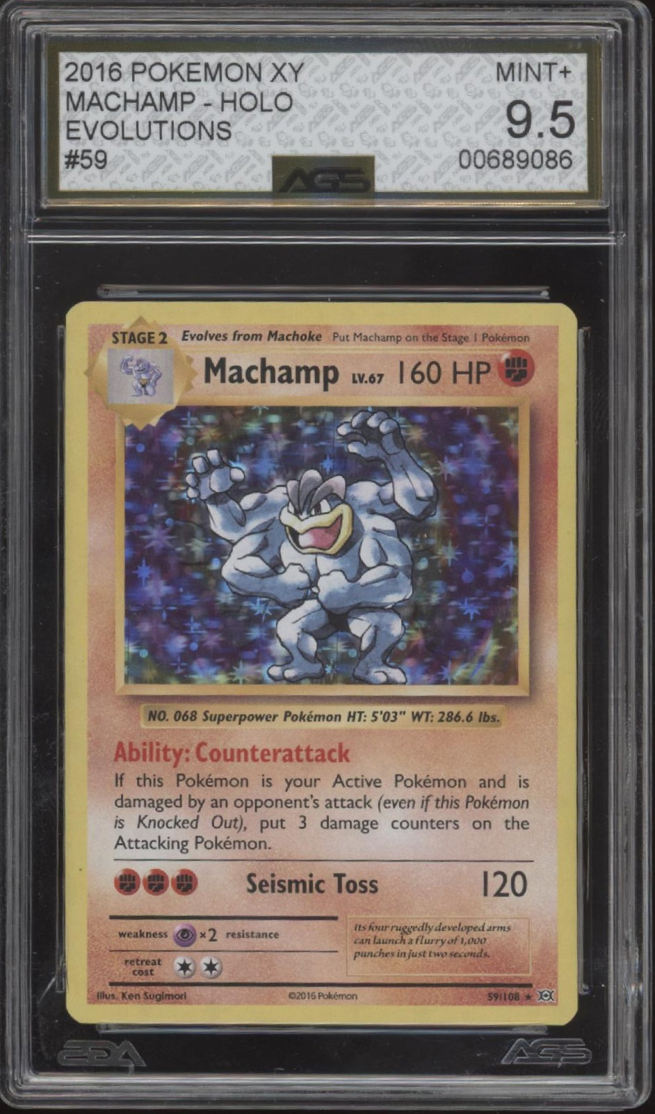Machamp Pokemon Evolutions Holo #59 AGS 9.5