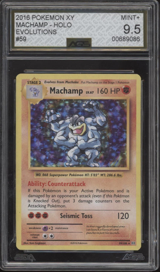 Machamp Pokemon Evolutions Holo #59 AGS 9.5