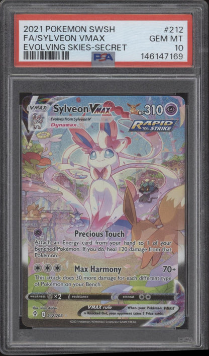 Sylveon VMAX Pokemon Evolving Skies Full Art Secret #212 PSA 10