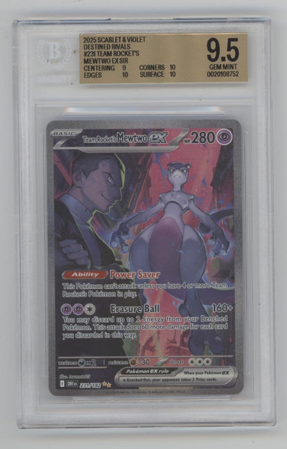 pokemon destined rivals mewtwo card Team Rockets Mewtwo ex Pokemon Destined Rivals Special Illustration Rare BGS 9.5