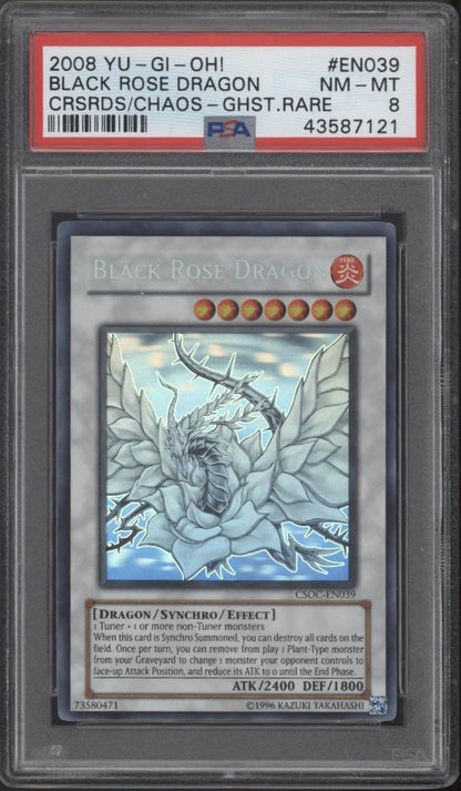 Black Rose Dragon Yu-Gi-Oh! CRSRDS Chaos Ghost Rare #EN039 PSA 8