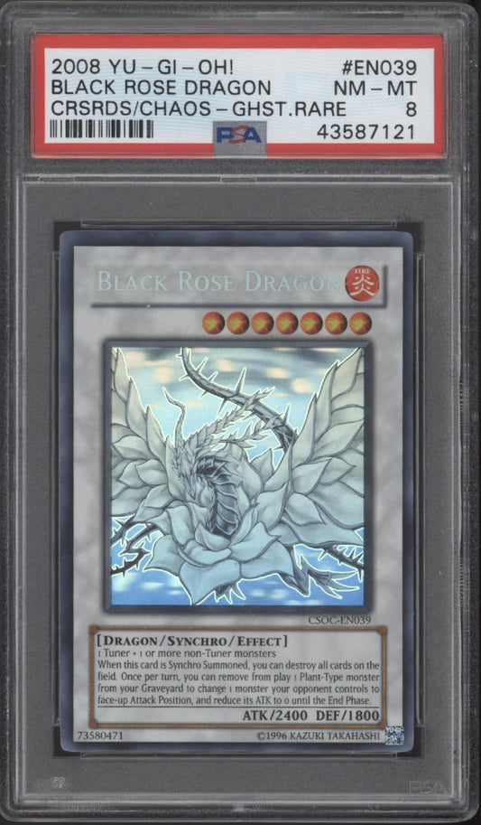 Black Rose Dragon Yu-Gi-Oh! CRSRDS Chaos Ghost Rare #EN039 PSA 8