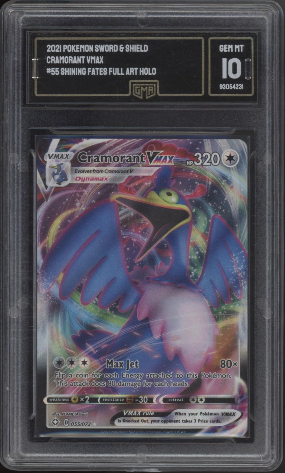 Cramorant VMAX Pokemon Shining Fates Holo Full Art #55 GMA 10