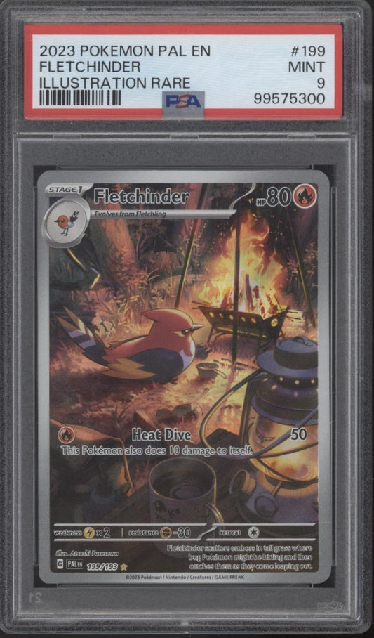 Fletchinder Pokemon Paldea Evolved Illustration Rare #199 PSA 9