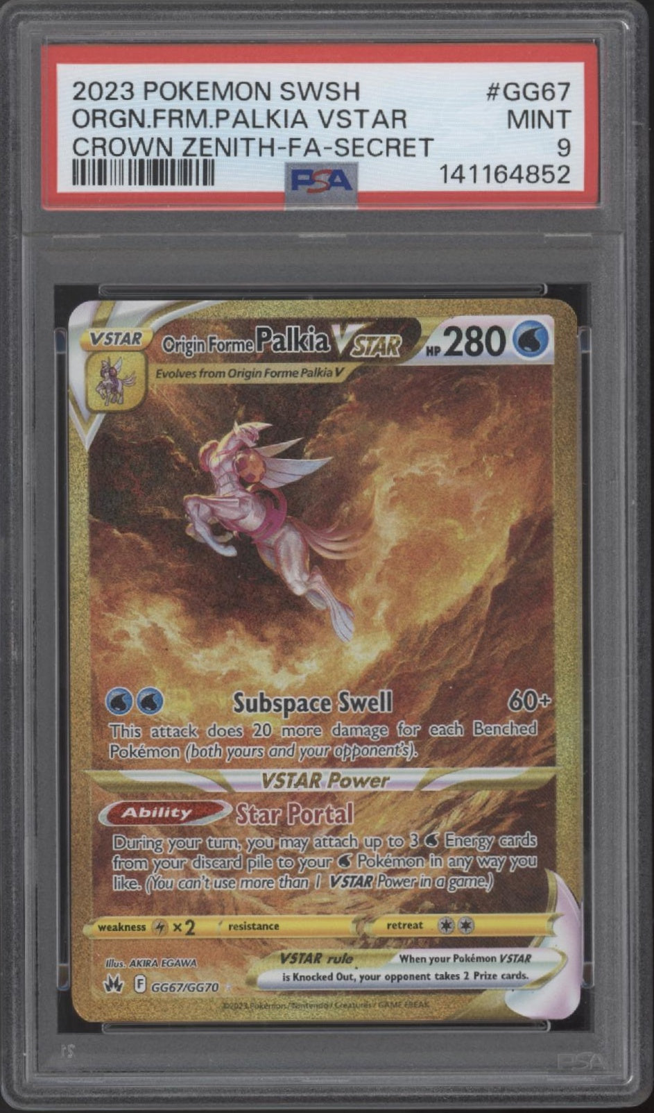 Origin Forme Palkia VSTAR Pokemon Crown Zenith Secret Full Art #GG67 PSA 9