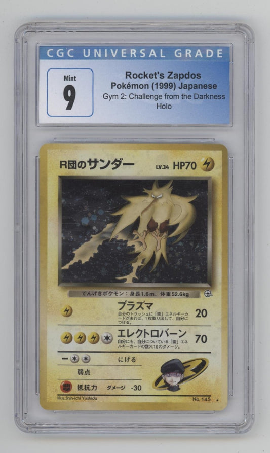 Rocket's Zapdos Pokemon Gym 2 Challenge from the Darkness Holo Japanese CGC 9