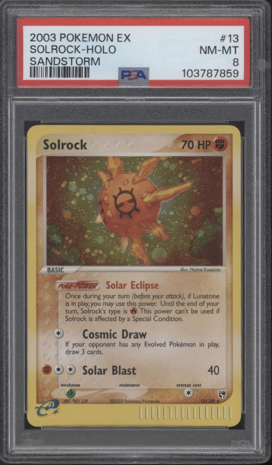 Solrock Pokemon Sandstorm Holo #13 PSA 8