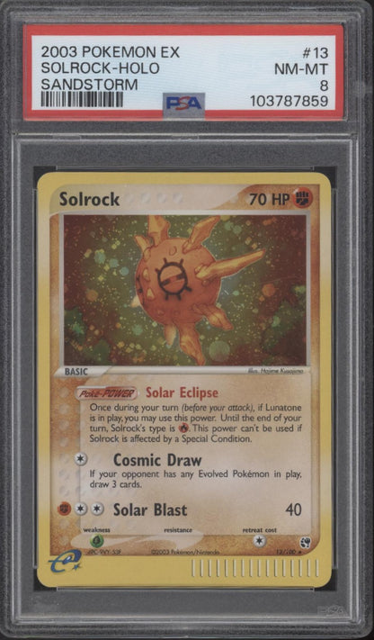 Solrock Pokemon Sandstorm Holo #13 PSA 8