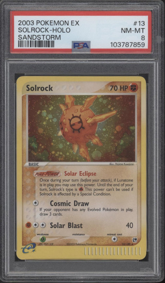 Solrock Pokemon Sandstorm Holo #13 PSA 8