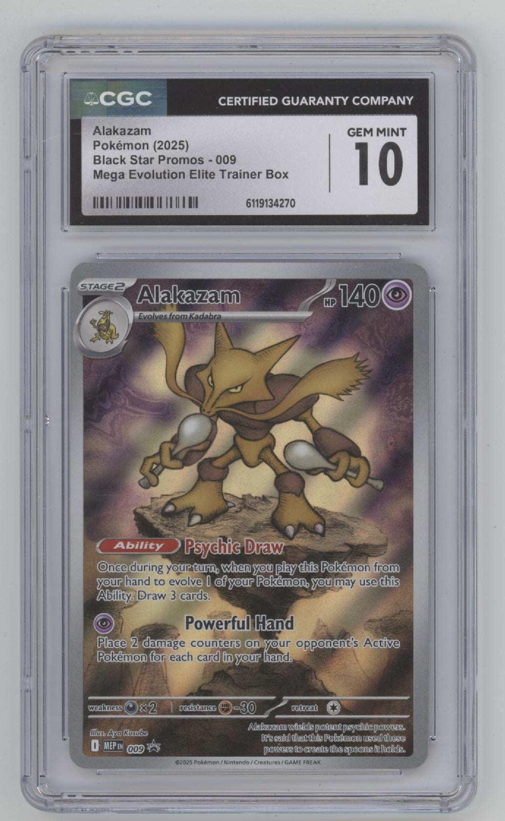 Alakazam Pokemon Mega Evolution Elite Trainer Box Promo #009 CGC 10