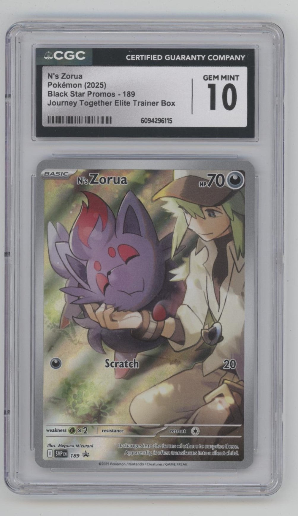 N's Zorua Pokemon Journey Together Elite Trainer Box Promo #189 CGC 10