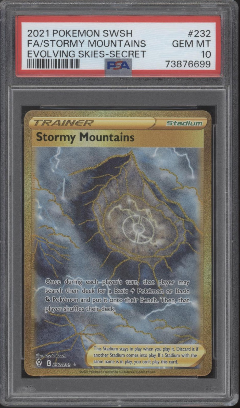 Stormy Mountains Pokemon Evolving Skies Secret Full Art #232 PSA 10