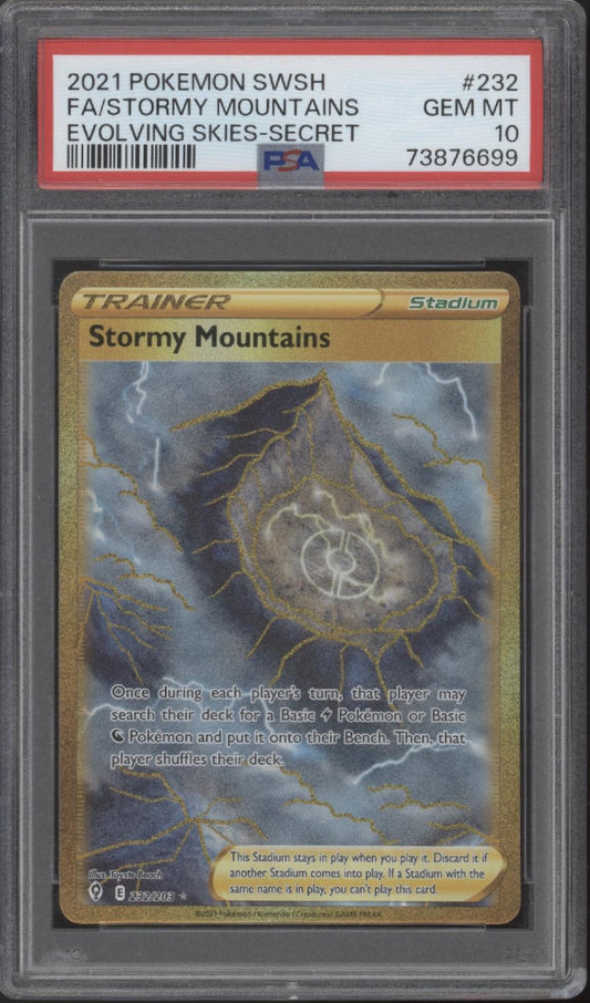 Stormy Mountains Pokemon Evolving Skies Secret Full Art #232 PSA 10