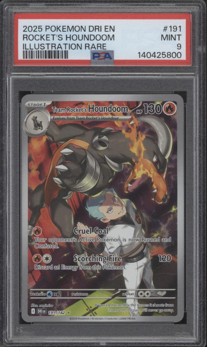 Team Rocket's Houndoom Pokemon Destined Rivals Illustration Rare #191 PSA 9