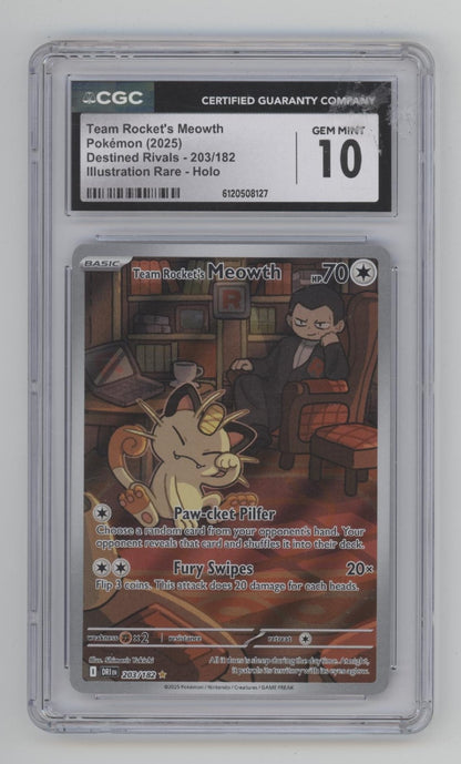 Team Rocket's Meowth Pokemon Destined Rivals Illustration Rare Holo #203 CGC 10
