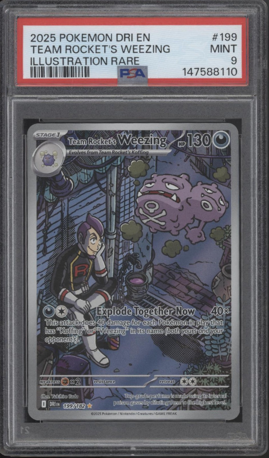 Team Rocket's Weezing Pokemon Destined Rivals Illustration Rare #199 PSA 9