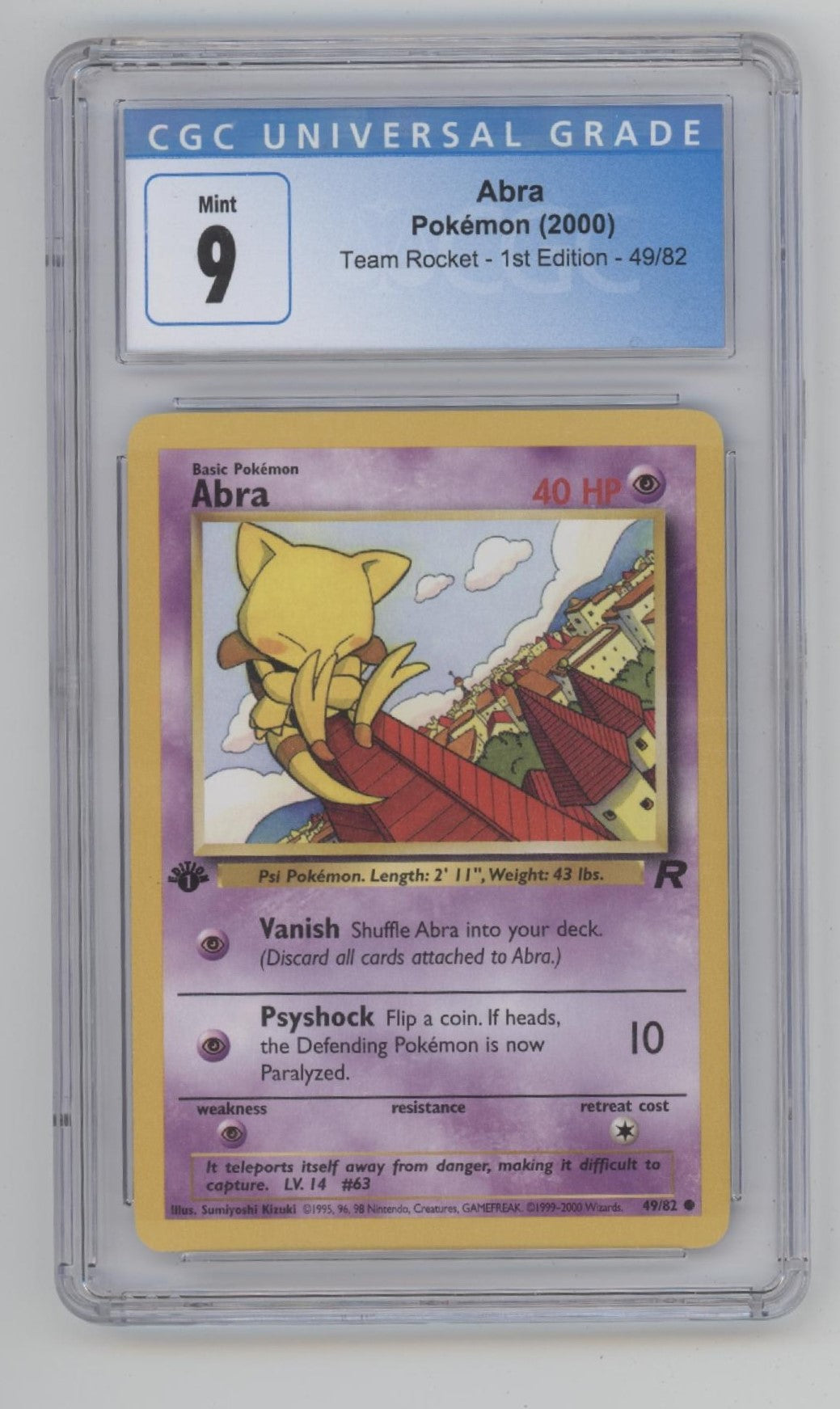 Abra Pokemon Team Rocket 1st Edition #49 CGC 9