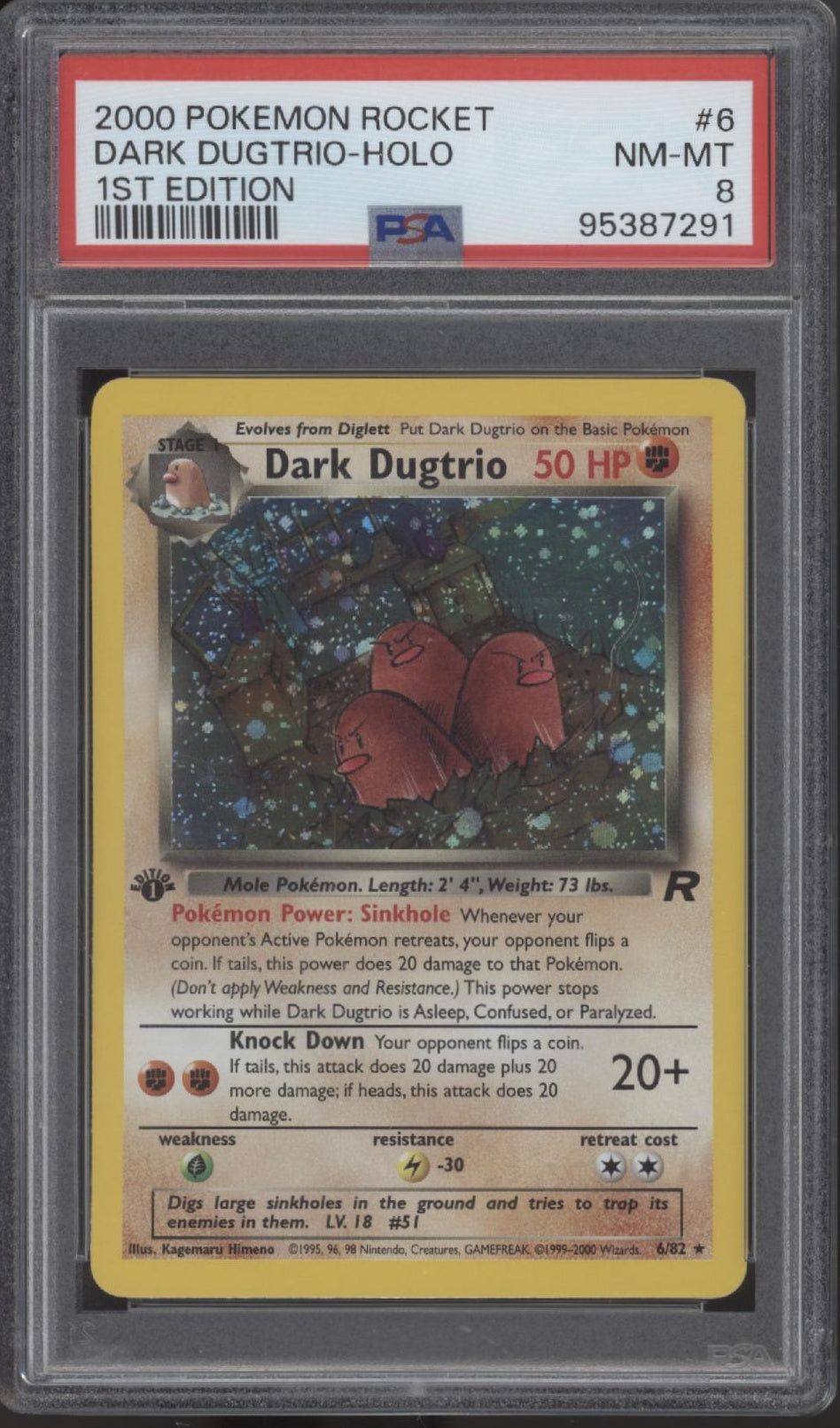 Dark Dugtrio Pokemon Team Rocket Holo 1st Edition #6 PSA 8、Collector Store LLC Gaming、kayou