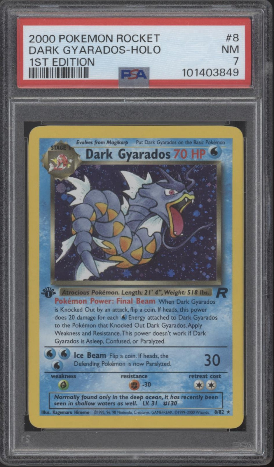 Dark Gyarados Pokemon Team Rocket Holo 1st Edition #8 PSA 7、Collector Store LLC Gaming、kayou