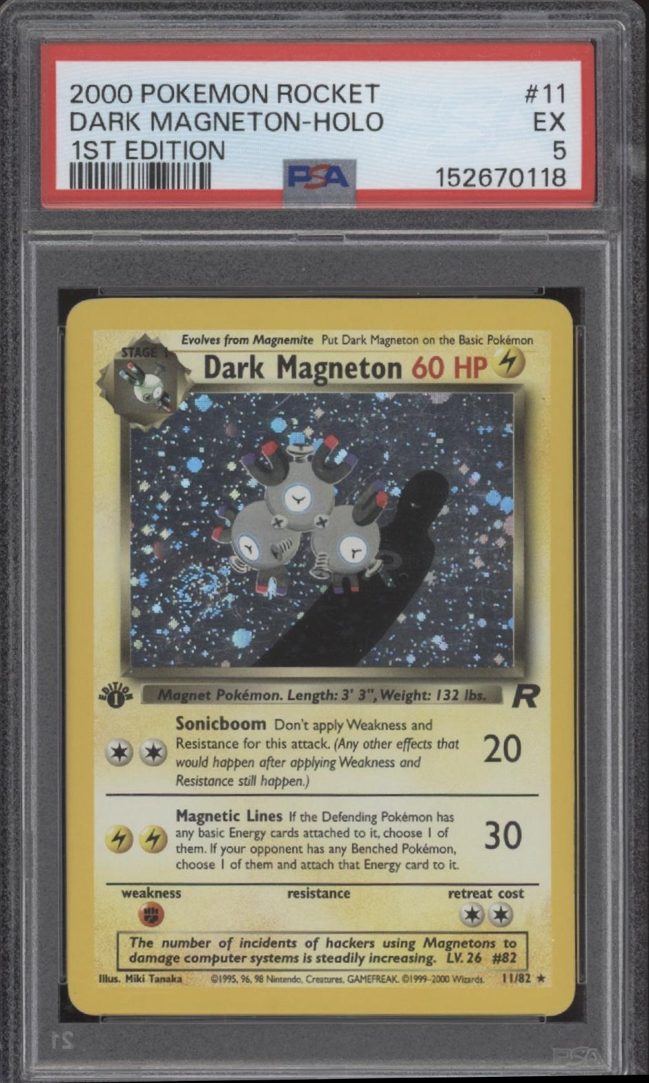 Dark Magneton Pokemon Team Rocket Holo 1st Edition #11 PSA 5