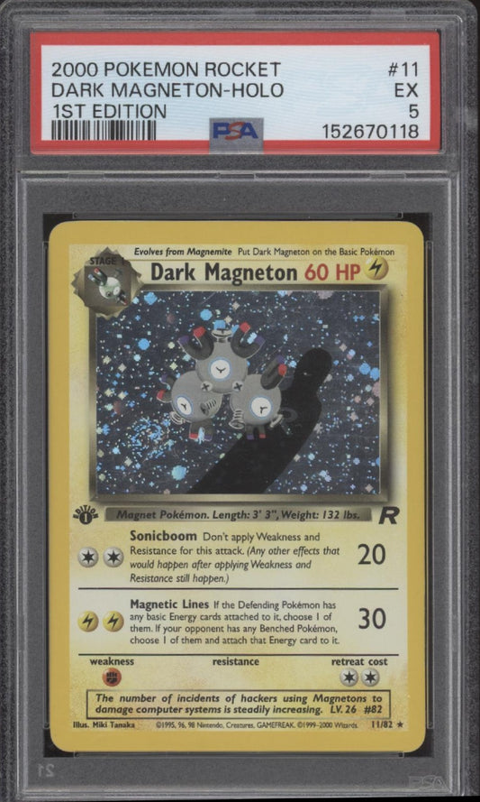 Dark Magneton Pokemon Team Rocket Holo 1st Edition #11 PSA 5