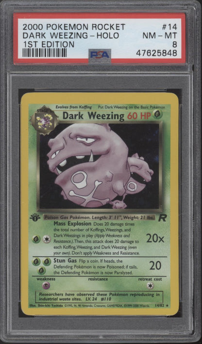 Dark Weezing Pokemon Team Rocket Holo 1st Edition #14 PSA 8