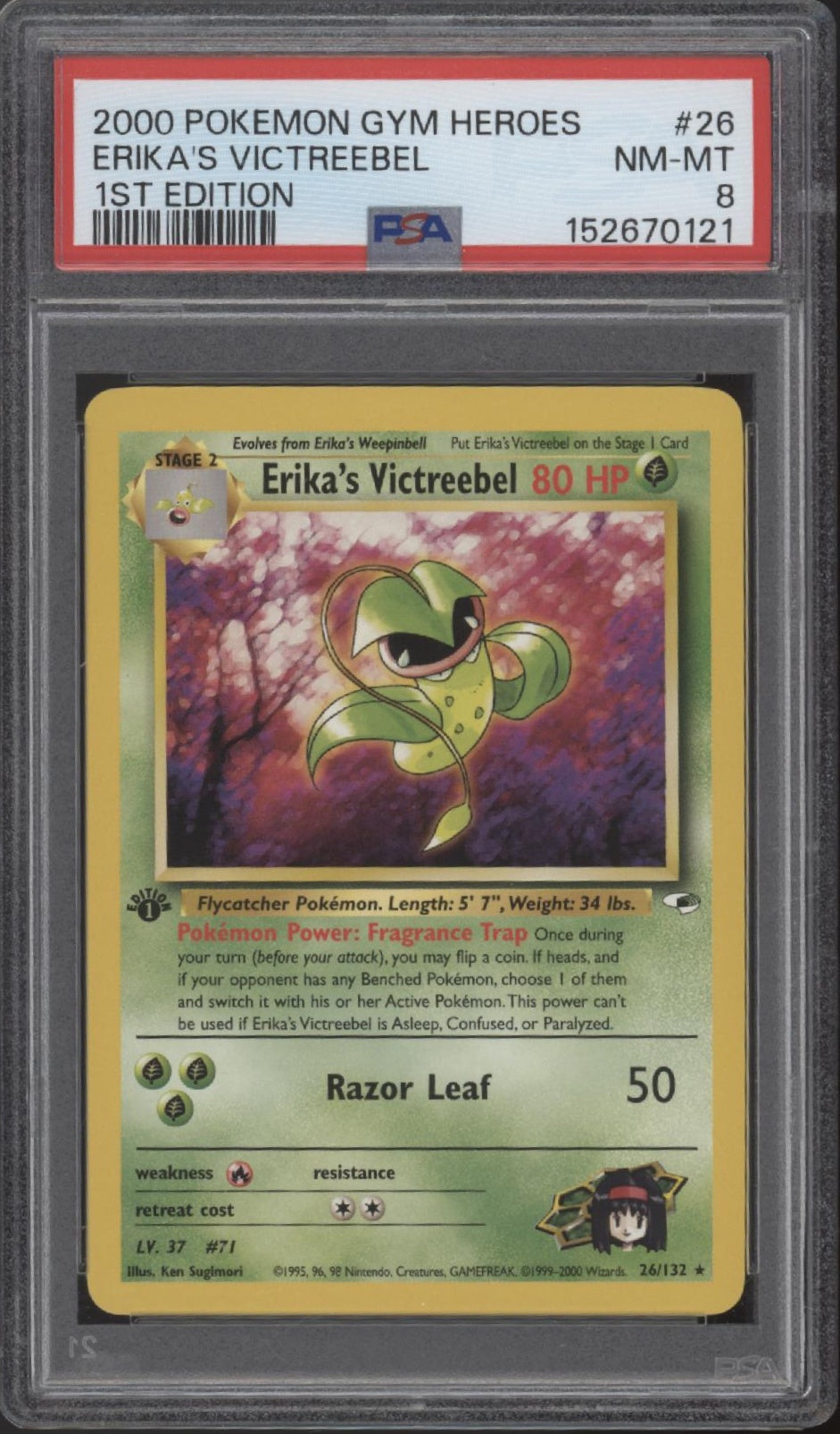 Erika's Victreebel Pokemon Gym Heroes 1st Edition #26 PSA 8
