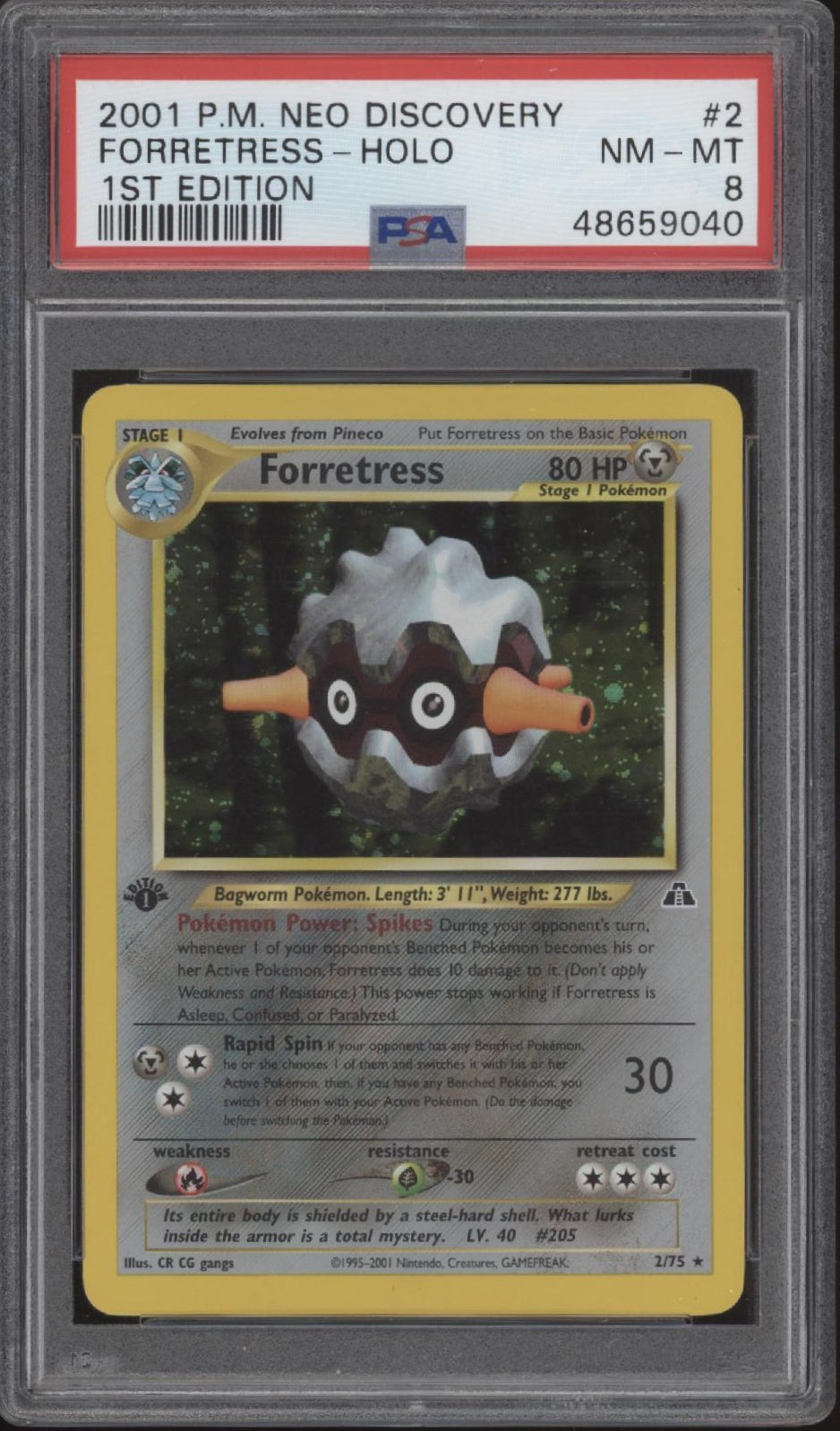 Forretress Pokemon Neo Discovery Holo 1st Edition #2 PSA 8