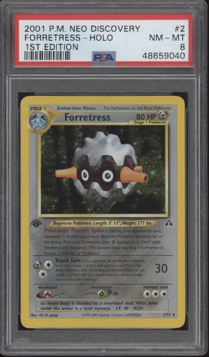 Forretress Pokemon Neo Discovery Holo 1st Edition #2 PSA 8