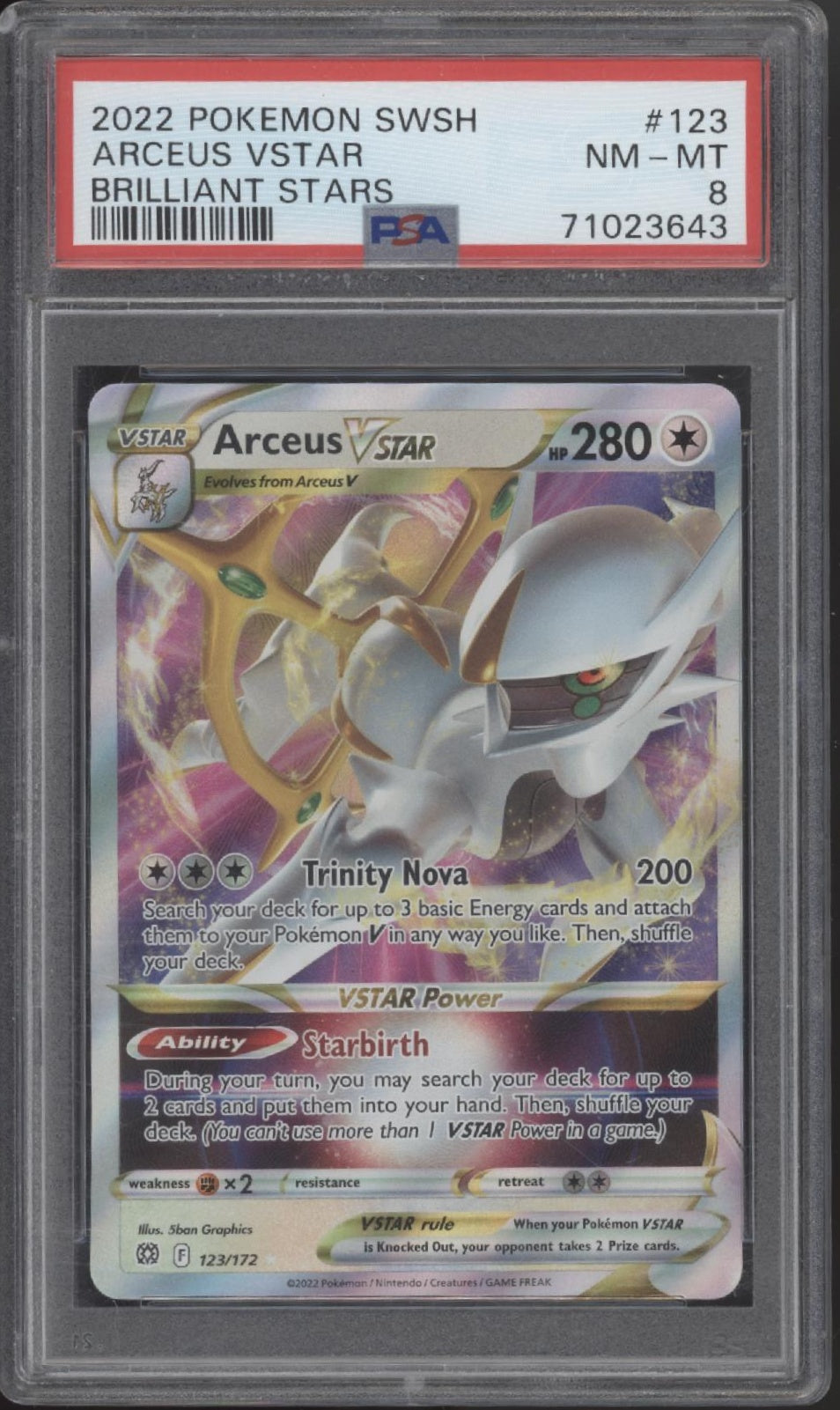 Arceus VSTAR Pokemon Brilliant Stars #123 PSA 8