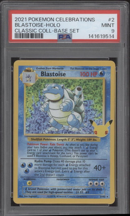 Blastoise Pokemon Celebrations Classic Collection Base Set #2 PSA 9