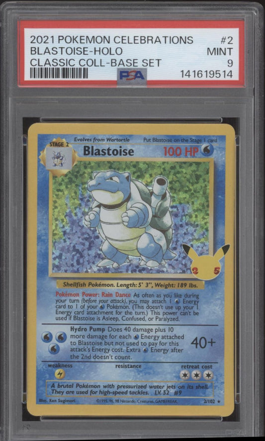 Blastoise Pokemon Celebrations Classic Collection Base Set #2 PSA 9