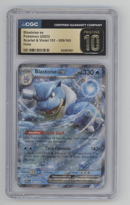 Blastoise ex Pokemon 151 Holo #009 CGC 10 Pristine
