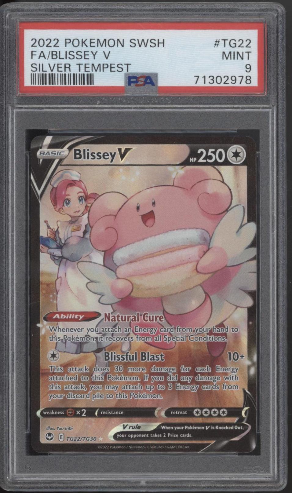 Blissey V Pokemon Silver Tempest Full Art #TG22 PSA 9