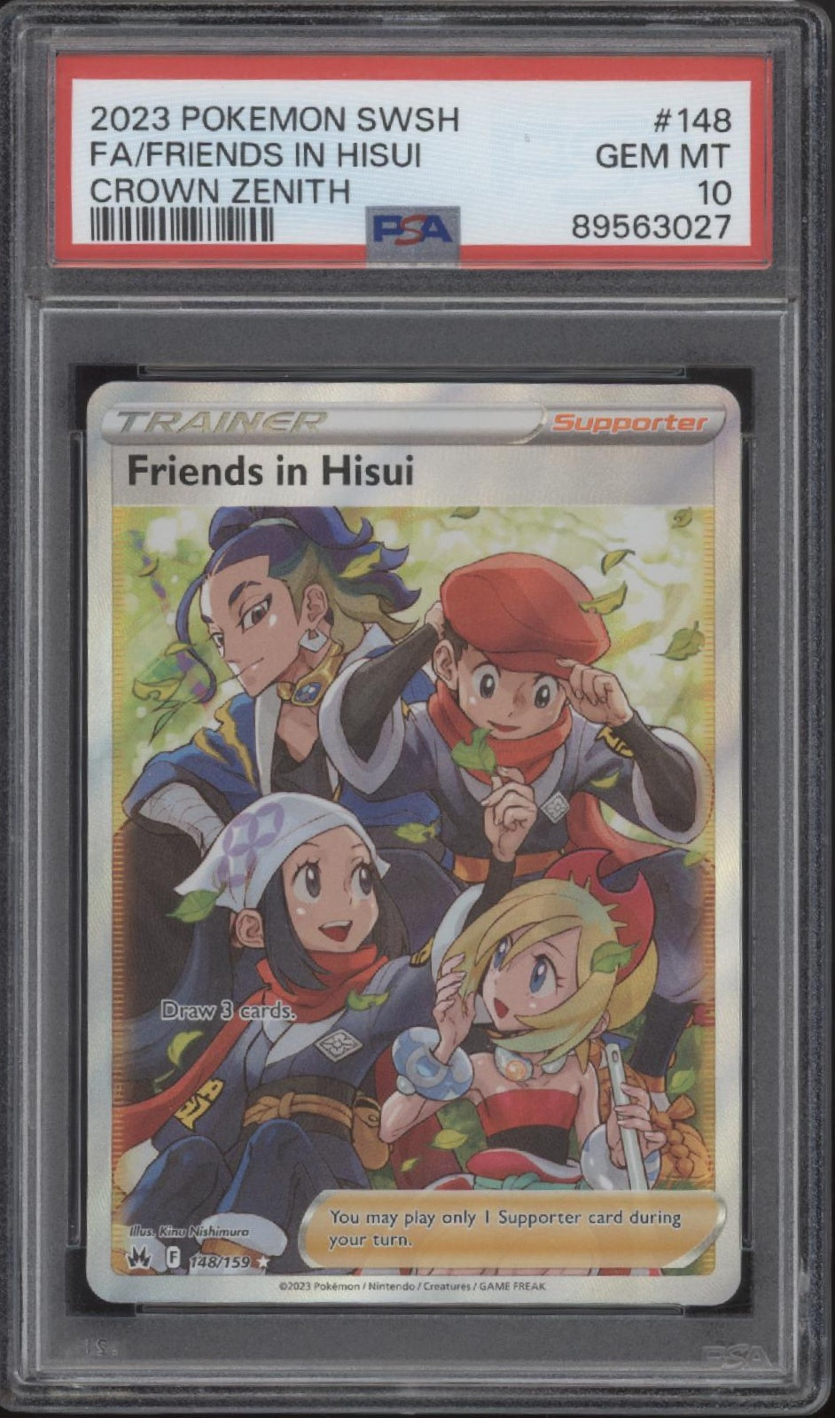 Friend's in Hisui Pokemon Crown Zenith Full Art #148 PSA 10