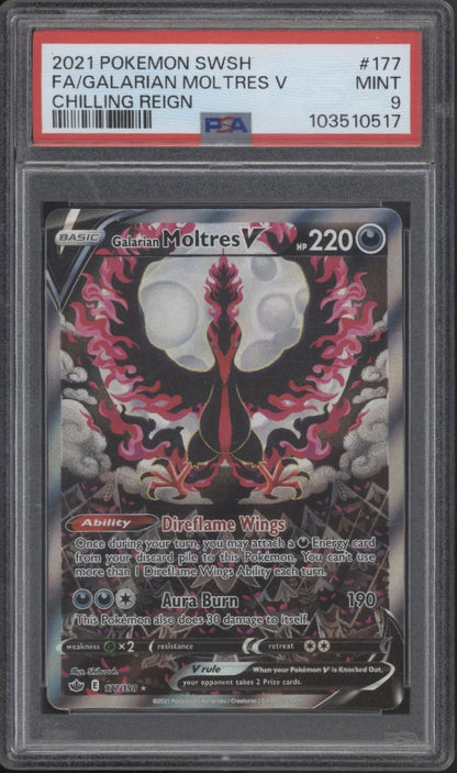 Galarian Moltres V Pokemon Chilling Reign Full Art #177 PSA 9 #2