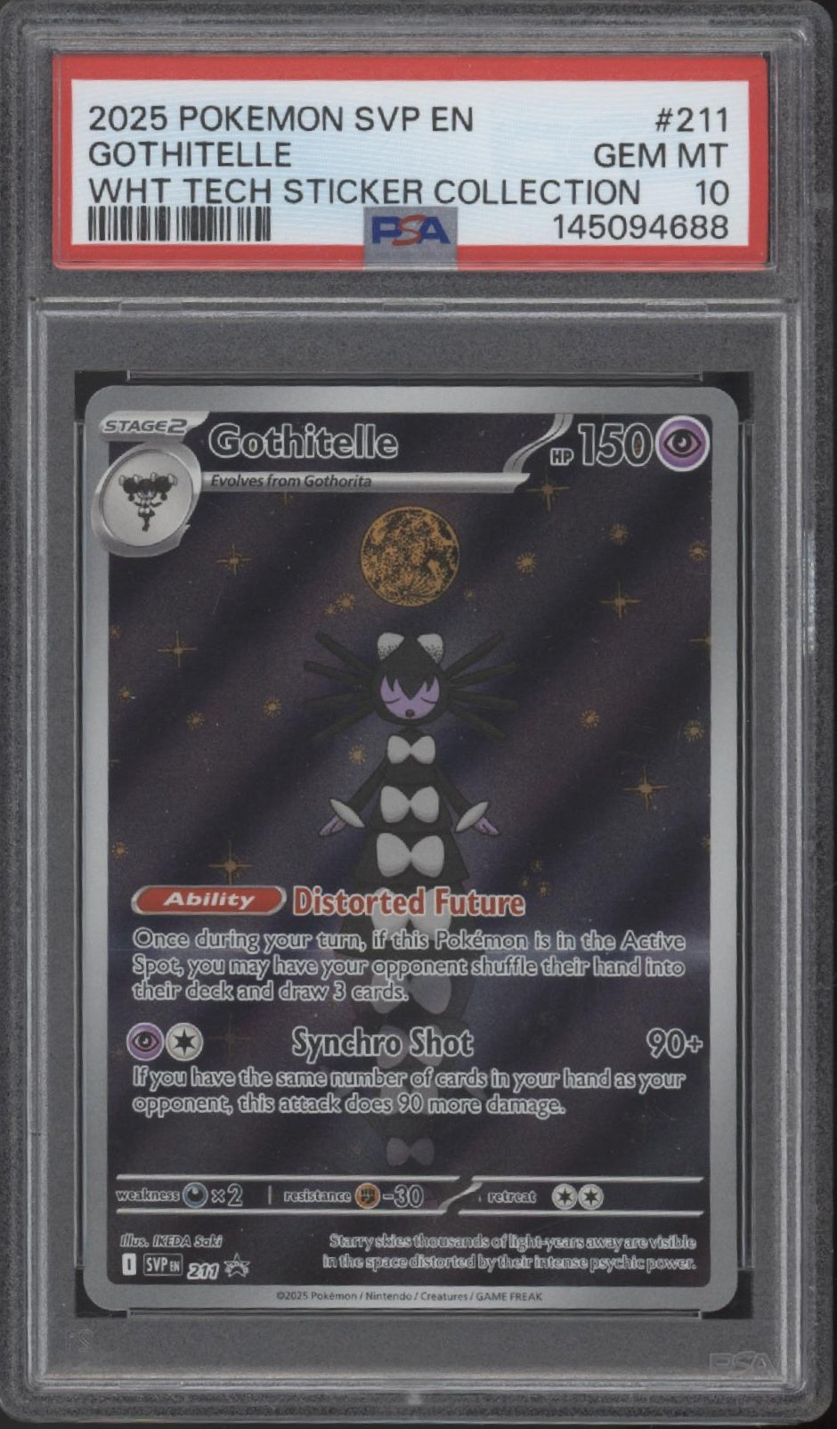 Gothitelle Pokemon White Flare Tech Sticker Collection #211 PSA 10