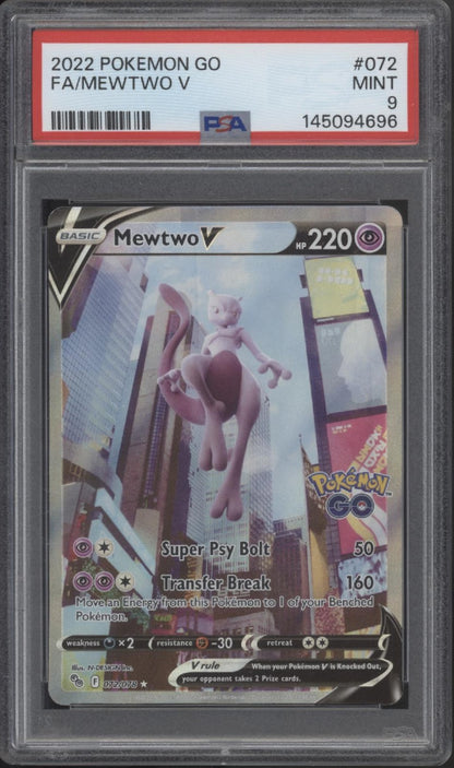 Mewtwo V Pokemon GO Full Art #072 PSA 9