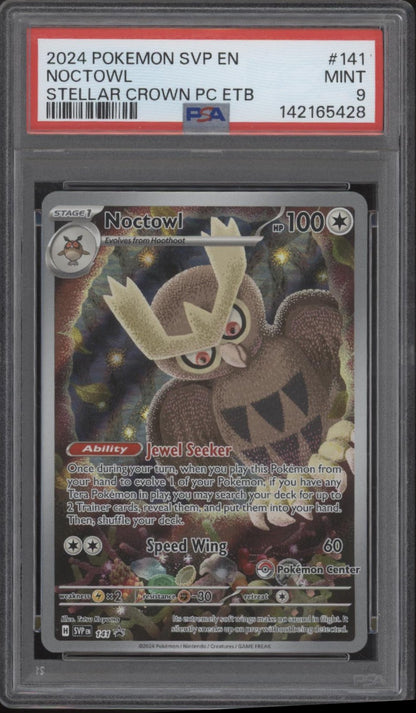 Noctowl Pokemon Stellar Crown Pokemon Center Elite Trainer Box #141 PSA 9