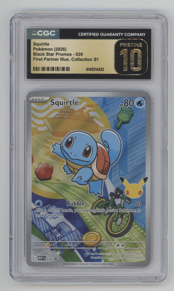 graded squirtle card 2026 Pokemon Mega Evolution Promo #39 CGC Authenticated 10 Size:5.9*8.6 cm  (R2 Rounded Corners)(Double sided different design) (SZ#LGPSE41) kuralis:34505 Designed for standard PSA Magic The Gathering Foundations