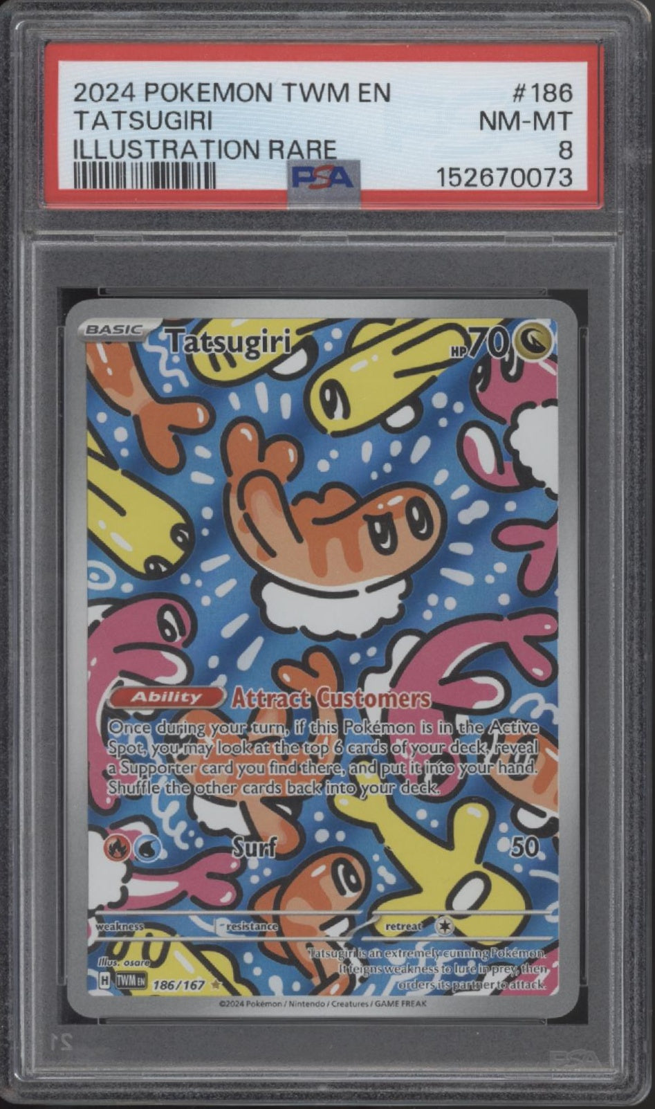 Tatsugiri Pokemon Twilight Masquerade Illustration Rare #186 PSA 8